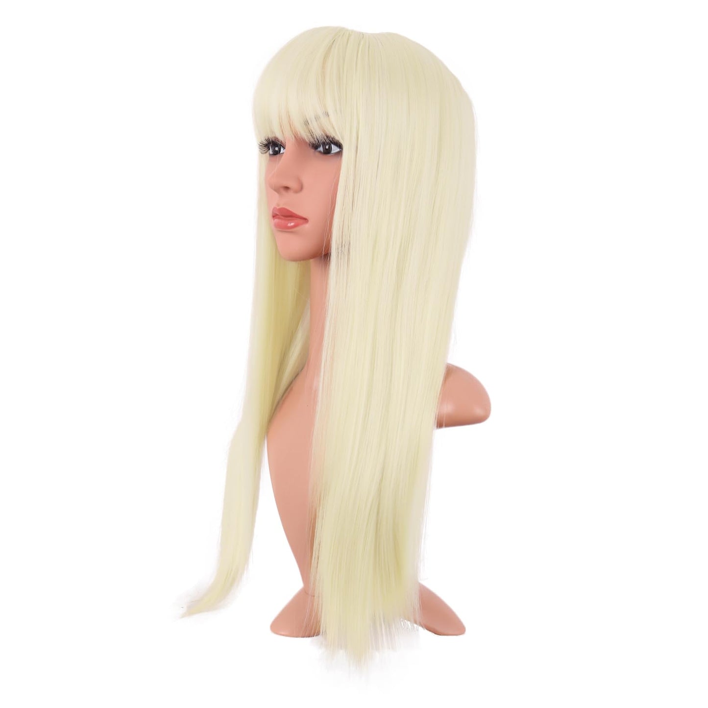 MapofBeauty 24 Inch/60 cm Long Straight Synthetic Hair Heat Resistant Party Cosplay Wig (Light Blonde)
