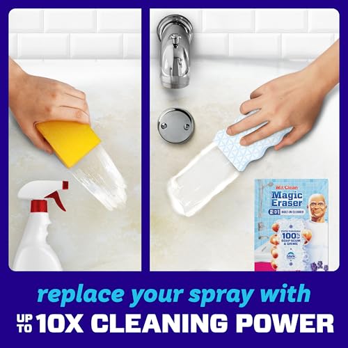 Mr. Clean Magic Eraser Sponge, Bathroom Cleaner, Shower Cleaner, Tub Cleaner, Soap Scum Remover, Bathroom Cleaning Supplie...