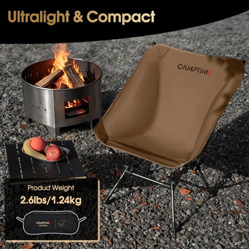 Camptime Portable Camping Chair Plus, Larger & Roomier, Compact and Lightweight, Folding Chair for Backpacking & Hiking, 3...