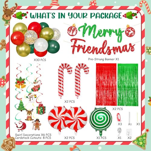 Kriyokiaa Friendsmas Christmas Party Decorations Merry Friends Christmas Party Decorations with Merry Friendsmas Banner, F...