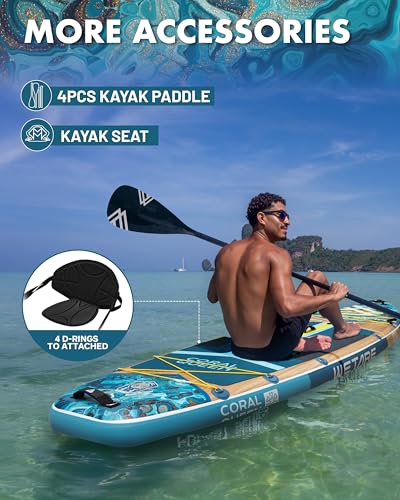WETARE 11'6"x35" Inflatable Paddle Board, 450lbs Extra Wide Stand Up Sup Board for Adults, Blow Up Paddleboard Kayak Non-S...