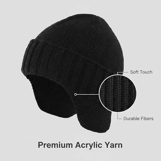 Home Prefer Mens Winter Hat Knit Earflap Hat Stocking Caps with Ears Beanie Hat