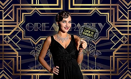 Roaring 20s Great Gatsby Decoration Kit - Includes Photography Backdrop & 10 Studio Selfie Photo Booth Props with Sticks -...