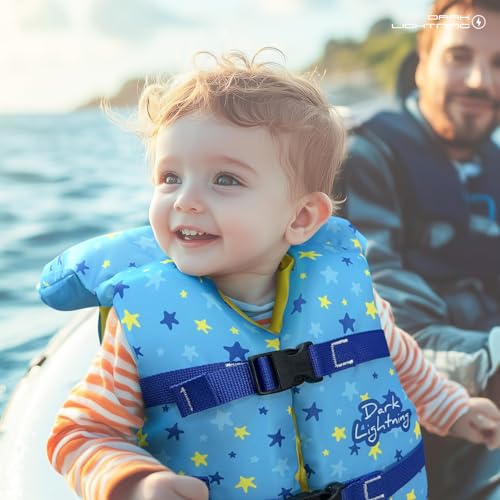 Dark Lightning USCG Approved Infant Life Jacket 0-30 lbs, Swim Vest for Baby/Toddlers 1-3 Year Old 20-30 lbs,Toddler Float...
