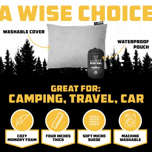 Wise Owl Outfitters Camping Pillow – Memory Foam Travel Pillow for Airplane Sleeping, Hiking, Backpacking & Outdoor Use - ...