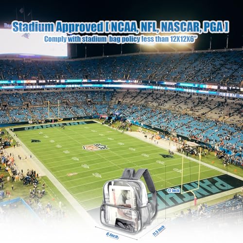 Crosstime Stadium Approved Clear Backpack 12x6x12 for Stadium Events, Festival, Concerts & Sports – Waterproof PVC Bag, Gr...