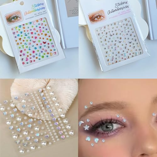 NOOEPC Self Adhesive Face Gems Stickers, Hair Gems Face Jewels Eye Jewels Rhinestones Festival Essentials Rave Accessories...