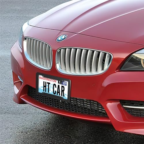 Carbon Fiber License Plate Frame, Glossy Waterproof Plastic Number Plate Frame Print Carbon Fiber Pattern for Man and Wome...