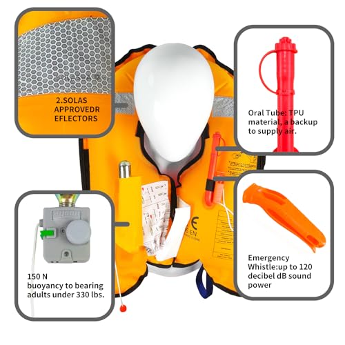 Manual Inflatable Life Jacket|Life Vest for Adults|PFD Low Profile|Supports up to 330 lbs(YSH709)