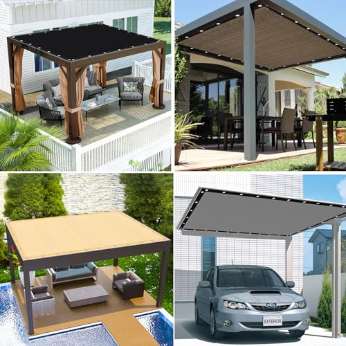 KANAGAWA 90% Sun Shade Cloth 12'X 20' Outdoor Porch Pergola Shade Cover Canopy with Grommets UV Block Privacy Screen for P...