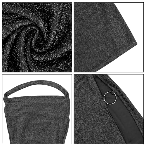 Women's Sexy Glitter Summer Halter Bodycon Dress Lace Criss Cross Spaghetti Mini Dress Backless Cowl Neck Party Dresses