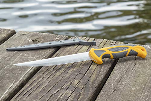 Smith’s 51055 RegalRiver 7-Inch Fillet Knife – Yellow & Grey – Stainless Steel Blade – TPE Soft Grip Handle – Durable Plas...