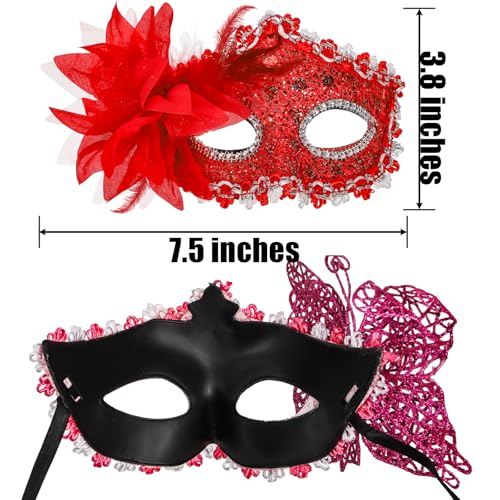 Coloch 15 Pack Masquerade Mask for Women, Vintage Venetian Masks with Ribbon Strap Half Mardi Gras Mask Fancy Carnival Mas...