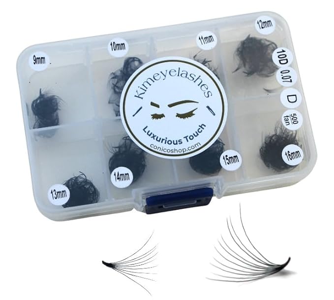 Premade Fans Eyelash Extension 500 Fans Handmade Loose Volume Lashes 5D/8D/10D/12D Pre-made Fans 0.05mm 0.07mm C/D Curl 9-16mm Hybrid Wispy Promade lashes (10D - 0.07, Curl D)