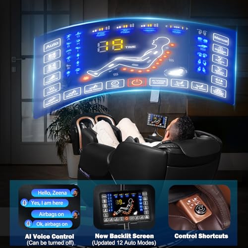 KoziSense A18 3D Massage Chair Full Body, Zero Gravity SL-Track Shiatsu Massage Recliner Chair with Heat, AI Control, Body...