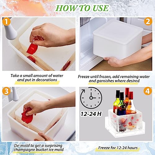 Didaey 4 Pcs Ice Mold Wine Chiller Ice Bottle Chiller Ice Container Mold Ice Silicone Mold Champagne Bucket with Draining ...
