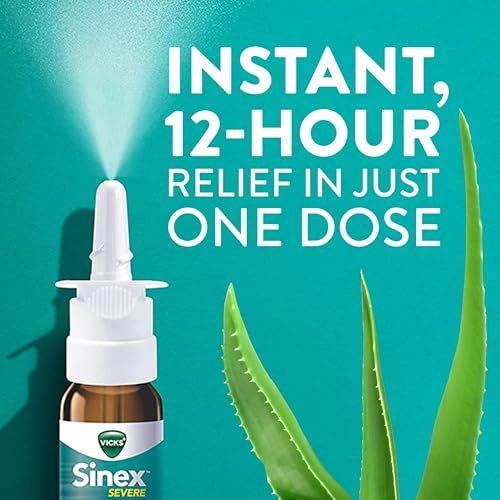 Vicks Sinex Severe Nasal Spray, Moisturizing Ultra Fine Mist with Aloe, Decongestant Medicine, Relief from Stuffy Nose Due...
