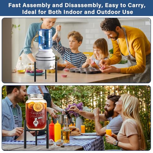 Uoveya Beverage Water Jug Stand Adjustable 7-12.6 IN - Drink Dispenser Stand Only, Fit 3-5 Gallon Water Jug Holder Contain...