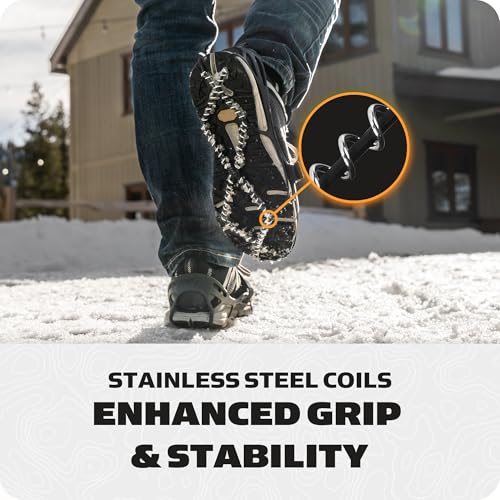 Yaktrax Pro Traction Cleats - 360-Degree Grip on Snow, Ice, & Multi-Terrain Surfaces - Elastic Outer Band w/Easy-On/Off He...