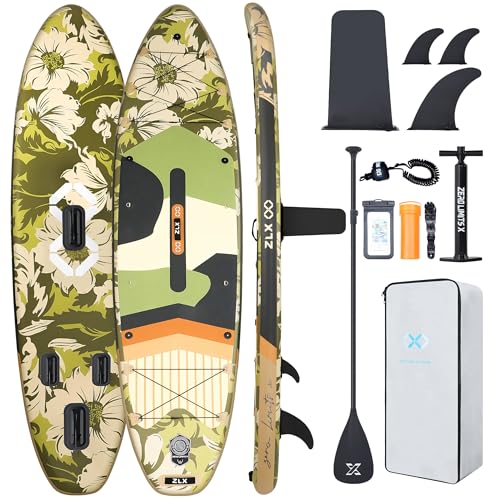 ZLX 11'6" Extra Wide Inflatable Stand Up Paddle Board SUP, Stable Non-Slip Deck Pad, Unique Fin System and Premium iSUP Ac...