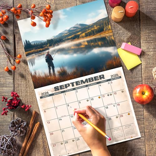 2026 Fresh Water Fishing Illustrated Wall Calendar 16-Month X-Large Size 14x22, Fishing Calendar by The KING Company-Monst...