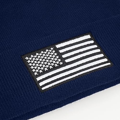 American Flag Embroidered Beanie Winter Hat for Men Women, Multi-Season Military Tactical Gear Police Army Winter Warm Hat