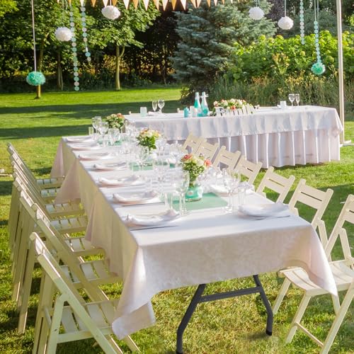 USEFULTEK 6 ft Foldable Plastic Table for Display, Camping, Party, Dining, Barbecue, Picnic with Carrying Handle - White