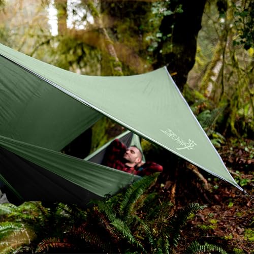 Wise Owl Outfitters Hammock Rain Fly – Waterproof Camping Tarp Cover with Tent Stakes & Carry Bag, Ultralight Shelter for ...