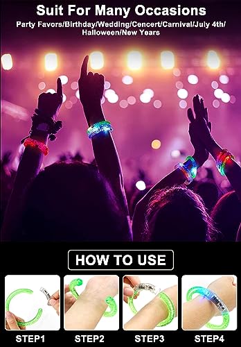 20 Pack LED Glow Bracelets Party Favors for Kids Glow in The Dark Party Supplies, LED Bracelet Light Up Toys Neon Valentin...