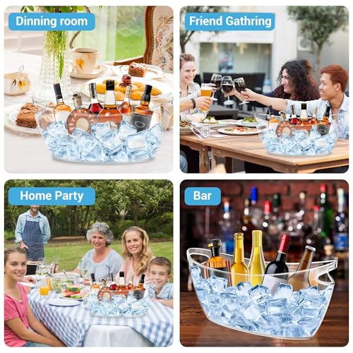 Ice Bucket 2 PCS for Parties 5.5 Liter Large Clear Champagne Beer Tub Mimosa Bar Supplies Kit Acrylic Plastic Wine Beverag...