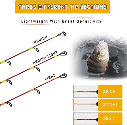 PLUSINNO Ice Fishing Rod, Ultralight and Sensitive Ice Fishing Rod and Reel Combo, 26"/27"/28" for Trout, Walleye, Perch, ...