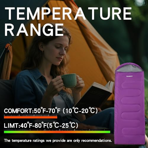 ROAMRUS 3 Seasons Sleeping Bags for Adults, Portable, Waterproof, Lightweight,with Storage Sack for Outdoor & Indoor, Hiki...
