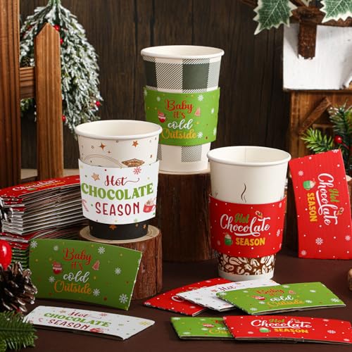 Jingmore 36 Pcs Hot Cocoa Bar Coffee Cup Sleeves Baby It's Cold Outside Coffee Holder Hot Chocolate Bar Disposable Brewed ...