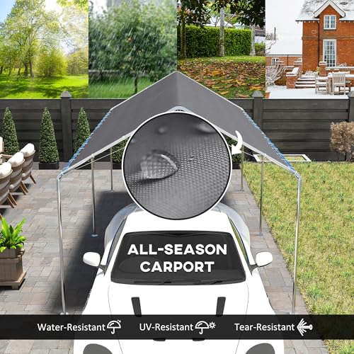 Outsunny 10'x20' Carport Outdoor Heavy Duty Party Tent Galvanized Car Canopy with Included Anchor Kit, 3 Reinforced Steel ...