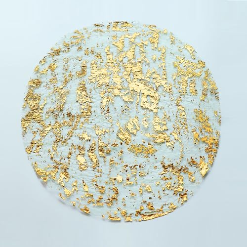 Snowkingdom Gold Placemats Set of 50 Round 13 Inch Foil Mesh Pressed Bulk Disposable Fall Table Mates 50 Pack Gold Doilies...