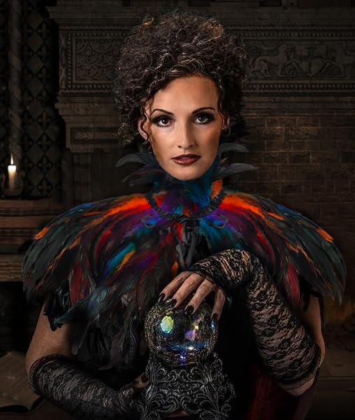 HOMELEX Black Witch Feather Collar Crow Shawl Costume Halloween Swan Wings Accessories Cape for Women