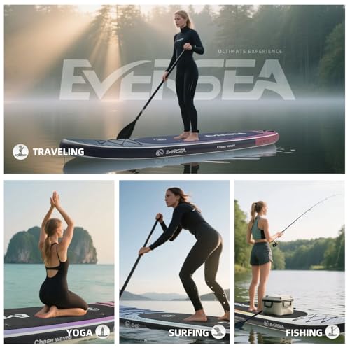 EVERSEA Inflatable Stand-Up Paddle Boards – Available 32"/33"/34" Widths Inflatable Paddle Board with SUP Accessories, Cam...