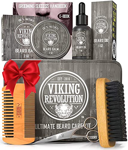 Viking Revolution - Ultimate Beard Kit - Beard Grooming Kit with Beard Brush, Beard Comb, Beard Balm, Beard Oil, Beard & M...