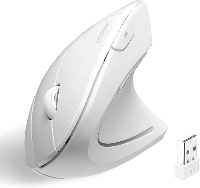 Perixx PERIMICE-713W Wireless Ergonomic Vertical Mouse - 2.4G Spec with USB Receiver - On/Off Switch - 6 Buttons Right Han...