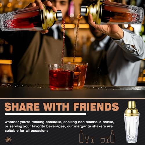 Honeydak 4 Pcs Glass Cocktail Shakers Martini Shakers with Stainless Steel Lids and Strainers Clear Drink Mixing Glass Pit...