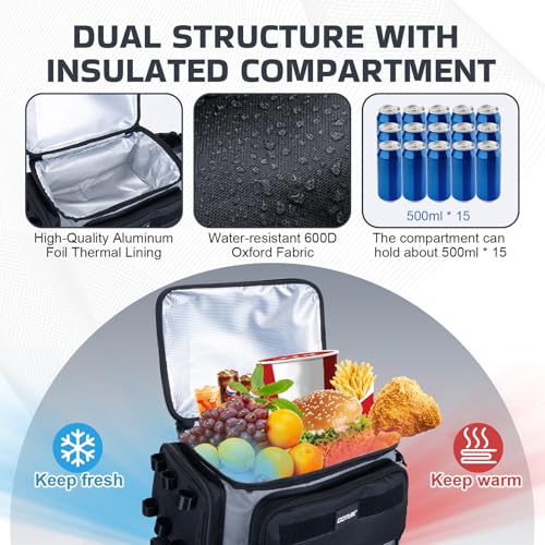 Goture Fishing Backpack with Cooler, 66L 600D Tackle Backpack with 3 Rod Holders, EVA Cover, Helmet Holder, Rain Cover, Sa...