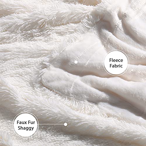 Tuddrom Decorative Extra Soft Fuzzy Faux Fur Throw Blanket 50" x 60",Solid Reversible Long Hair Shaggy Blanket,Fluffy Cozy...