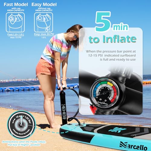 Paddle Board, Inflatable Stand Up Paddle Board，10.6'×33"×6" Ultra-Light SUP Board with Hand Pump, Leash, Repair Kit, Water...