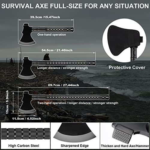 Sunkoon Survival Shovel Survival Axe, Camping Folding Shovels Hatchet with 19.2-37.8inch Lengthened Handle Enlarged Shovel...