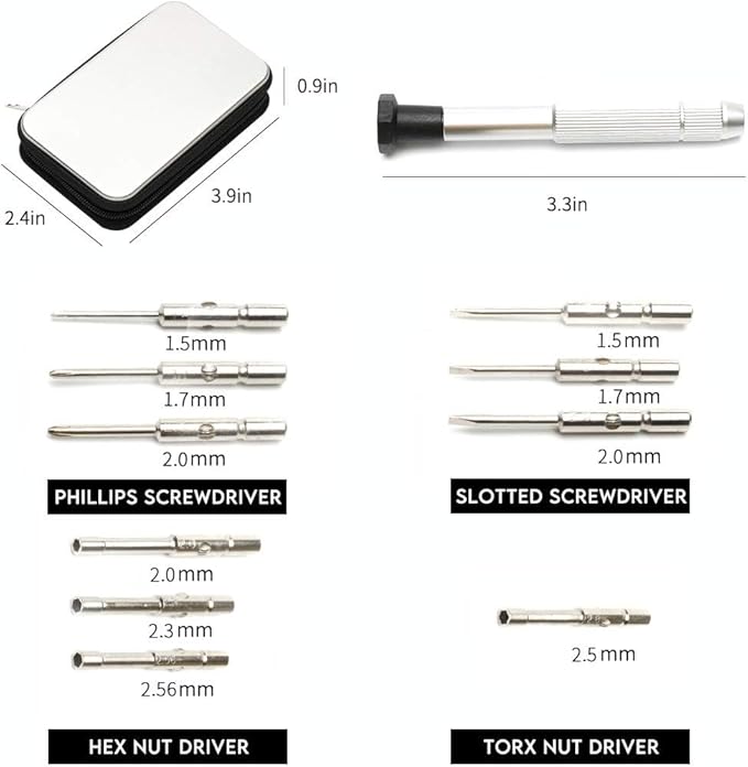 Precision Screwdriver Set, Eyeglass repair kit with 10-style screwdrivers/nose pads/4 in 1 portable screwdrivers/ear hook/tweezer for eyeglasses sunglass watch calculator (with 70-style screws)