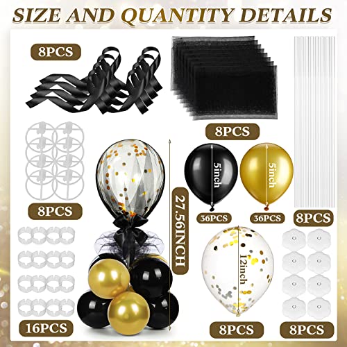 BBTO 8 Set Table Centerpieces Balloons Stand Kit, 80 Pcs Latex Balloons and Table Stand Holder with Base Tulle for Wedding...