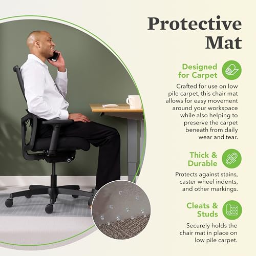 HON Office Chair Mat for Carpet, Computer Desk Chair Mat for Carpeted Floors, Easy Glide in Office or Home with Extended L...