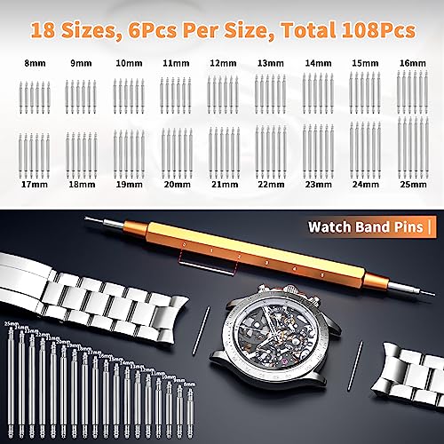 Watch Link Removal Kit, BYNIIUR Watch Repair Kit, Watch Case Opener Spring Bar Tools, Watch Battery Replacement Tool Kit, ...