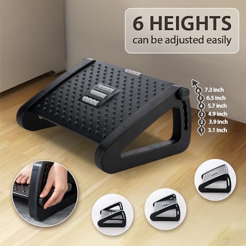CasaZenith Foot Rest, Six Heights Adjustable Foot Rest for Under Desk at Work, Ergonomic Foots Stool for Under Office Desk...