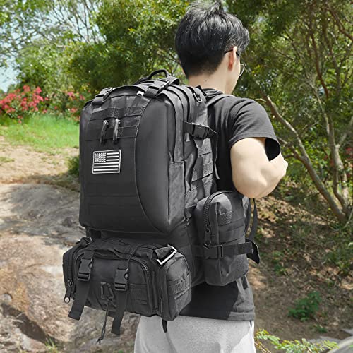 CALUOMATT Large Military Tactical Backpack for Men, 40-50L Backpacks for Women, Bug out Bag Army 3 Days Assault Pack Bags ...